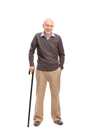 Man using walking stick